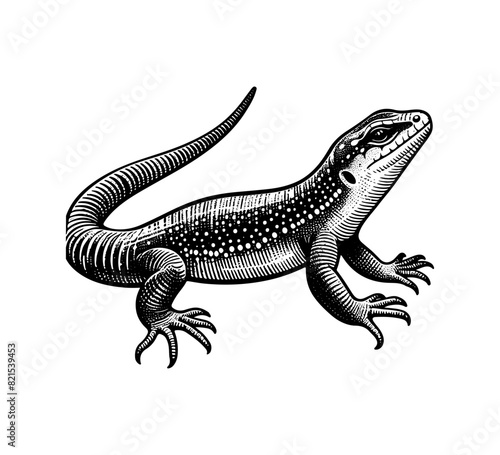  lizard vintage hand drawn vector