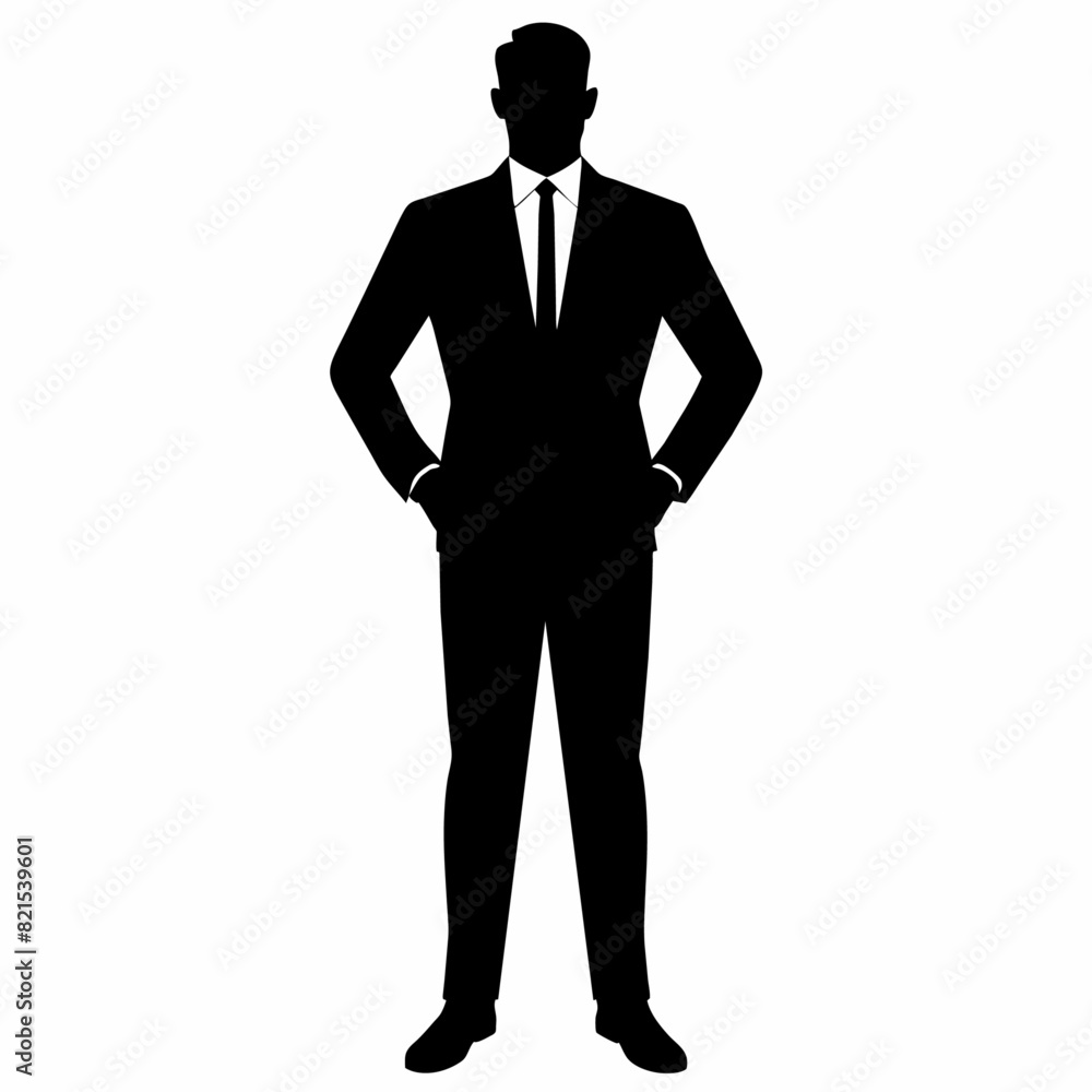 a professional businessman in a standing pose vector silhouette a professional businessman in a standing pose vector silhouette