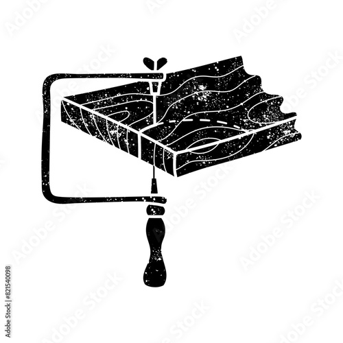 Jeweler adjustable saw black hand drawn icon in grunge look