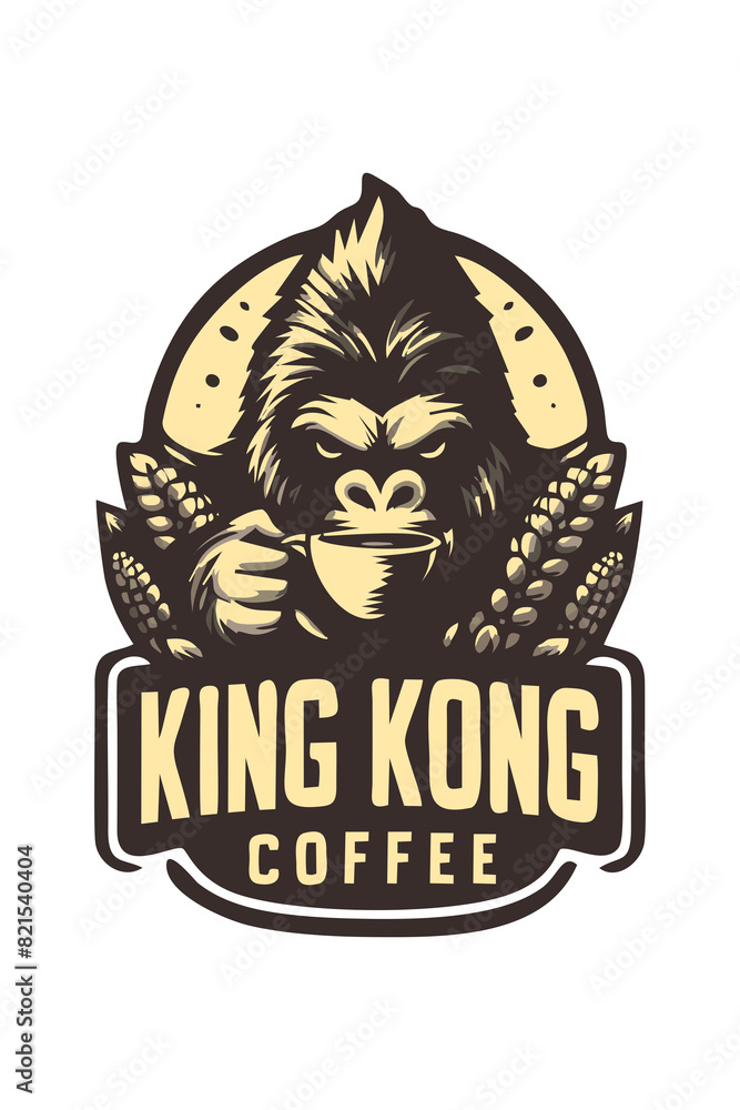 simple coffee logo design with Kingkong simple coffee logo design with Kingkong