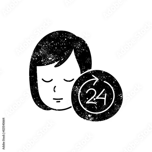 Female beauty icon face skin rejuvenation black hand drawn icon in grunge look