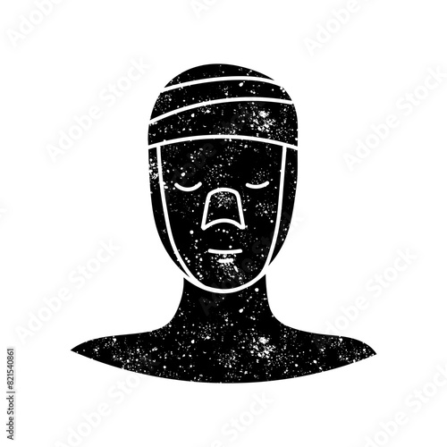Women beauty face plastic surgery face and noose augmentation black hand drawn icon in grunge look