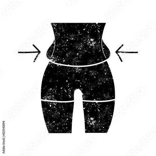 Women beauty face plastic surgery abdominal fat liposuction body contouring black hand drawn icon in grunge look