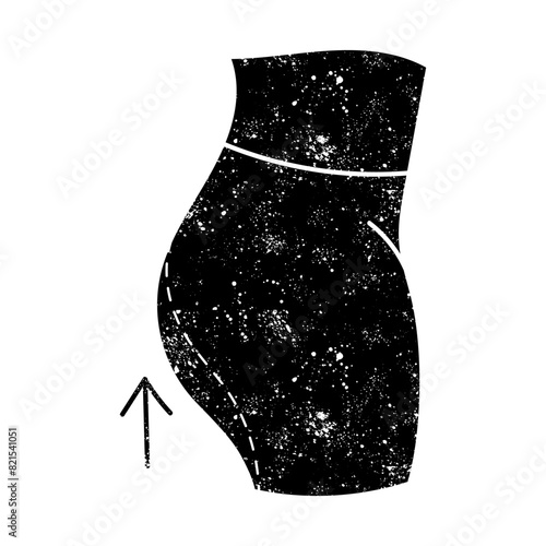Women beauty face plastic surgery buttock fat liposuction body contouring black hand drawn icon in grunge look