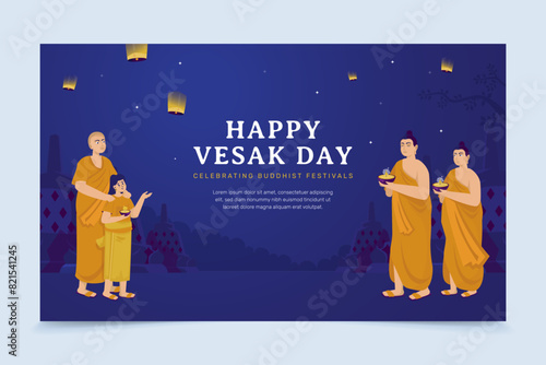 Banner design celebrate of a holy Vesak day for Buddhist festivals