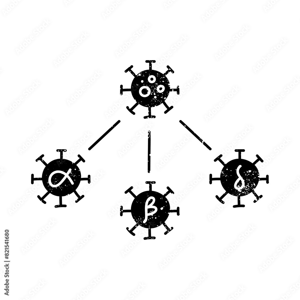 Fototapeta premium Virus mutation concept black hand drawn icon in grunge look