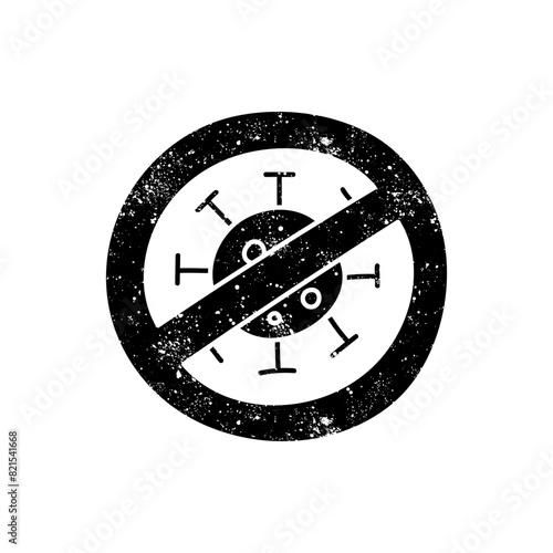 No virus black hand drawn icon in grunge look