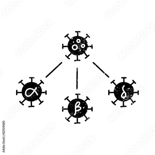 Virus mutation concept black hand drawn icon in grunge look