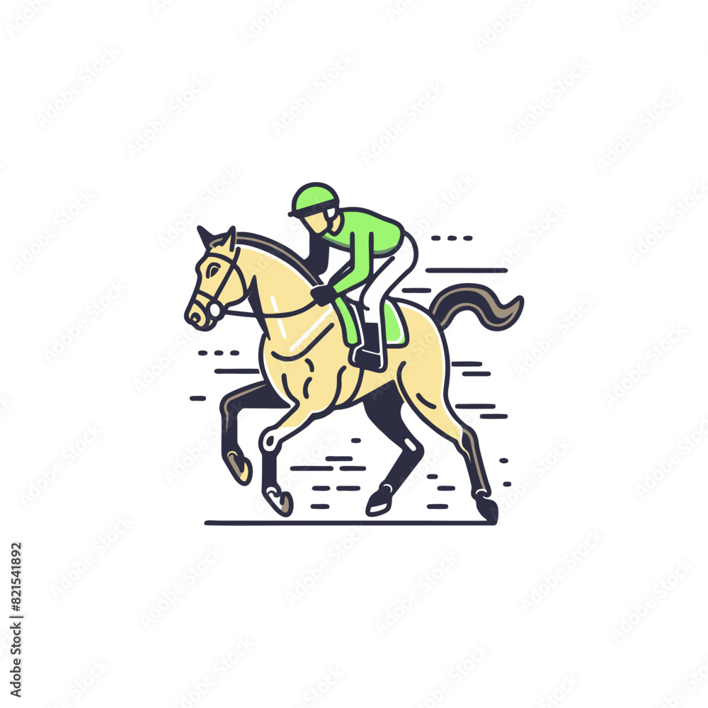 line icon depicting a racing horse with a jockey line icon depicting a racing horse with a jockey