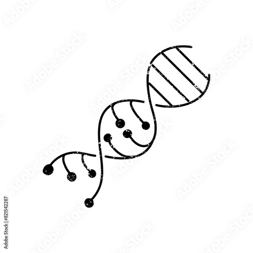 Artificially modified dna strains black hand drawn icon in grunge look