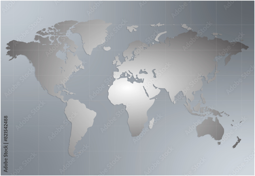 Naklejka premium World Map Silhouette with Gray Background