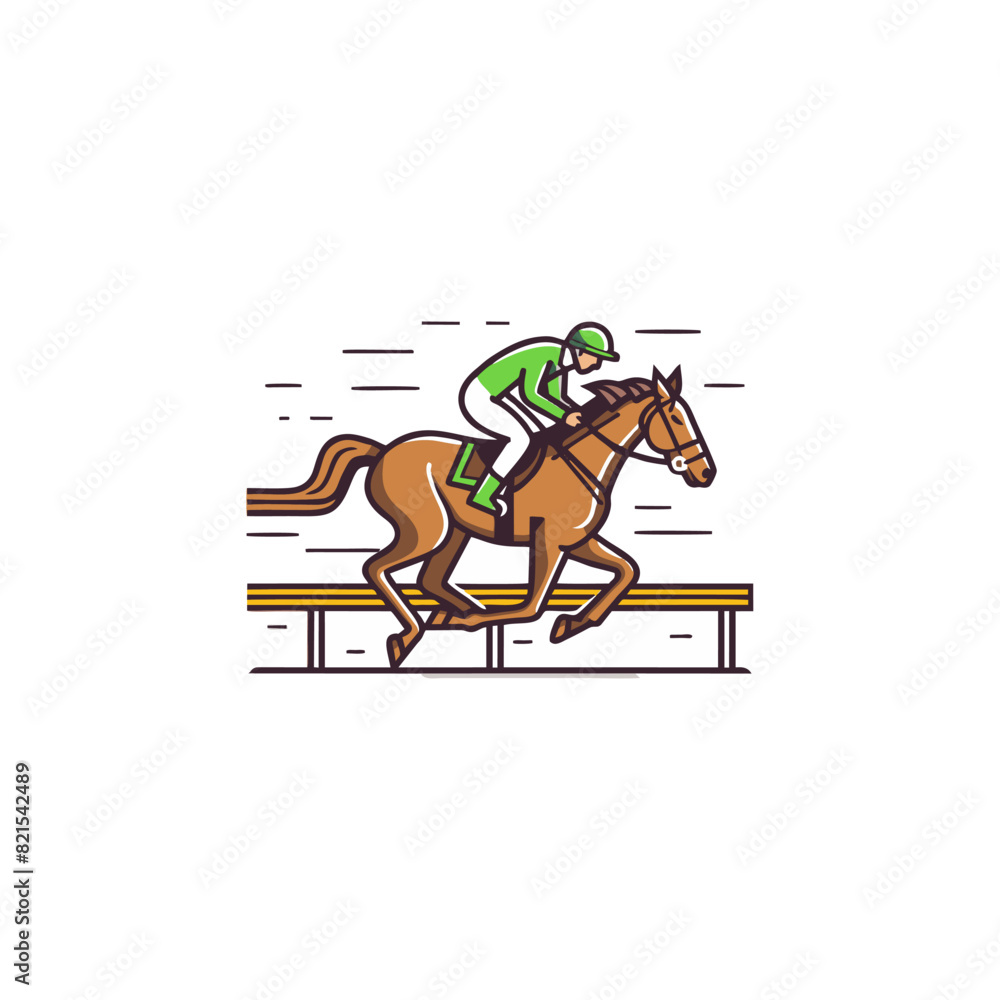 line icon depicting a racing horse with a jockey line icon depicting a racing horse with a jockey