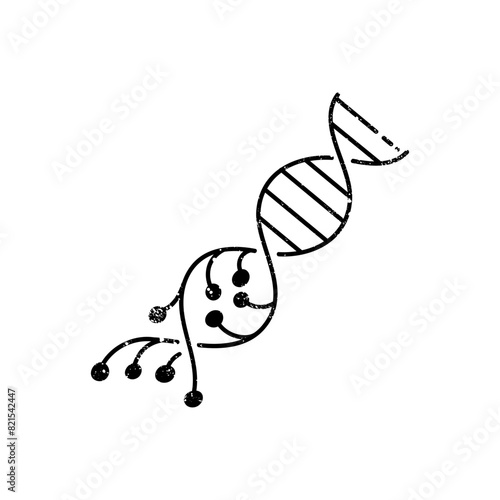 Artificially modified dna strains black hand drawn icon in grunge look