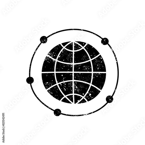Connected world black hand drawn icon in grunge look