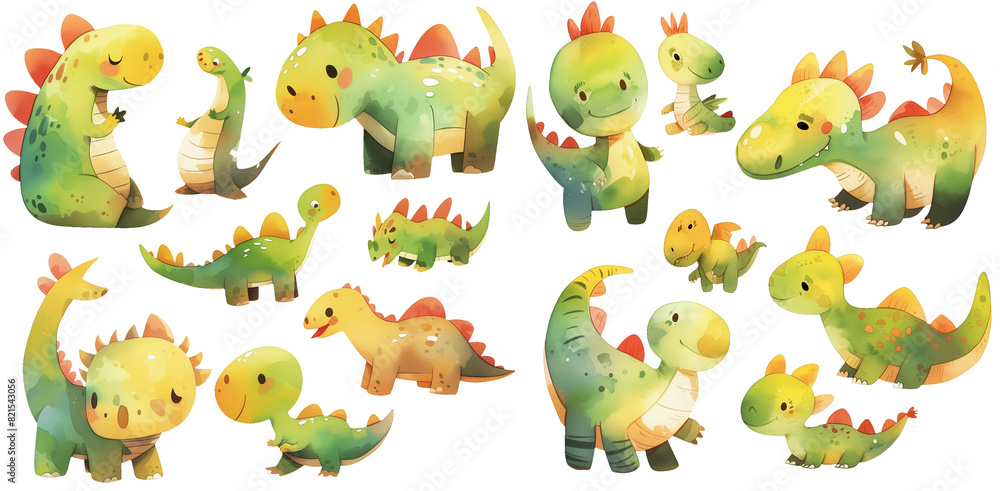Fototapeta premium cute dino &nbsp;watercolor illustration clipart 