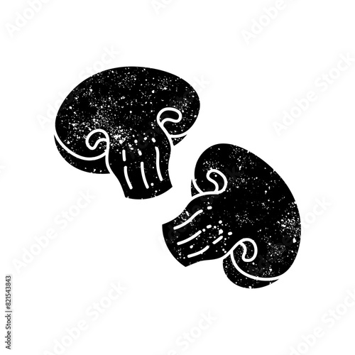 Sliced mushroom black hand drawn icon in grunge look