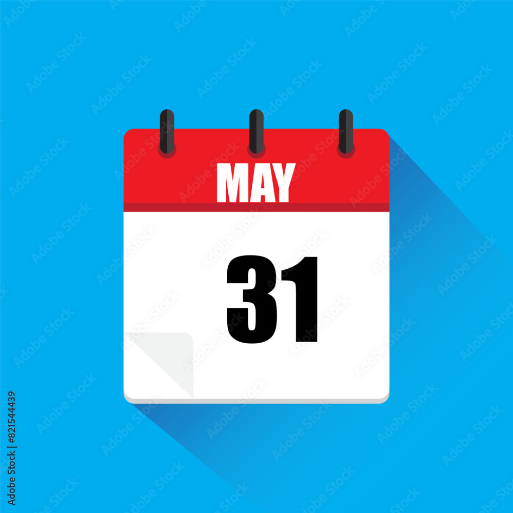 Calendar icon. Red and white. May 31. Vector illustration. Calendar icon. Red and white. May 31. Vector illustration.