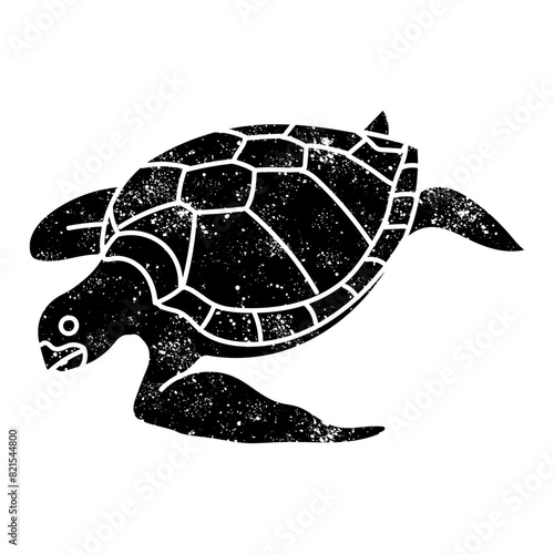 Sea turtle black hand drawn icon in grunge look