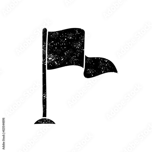 black hand drawn icon in grunge look flag photo