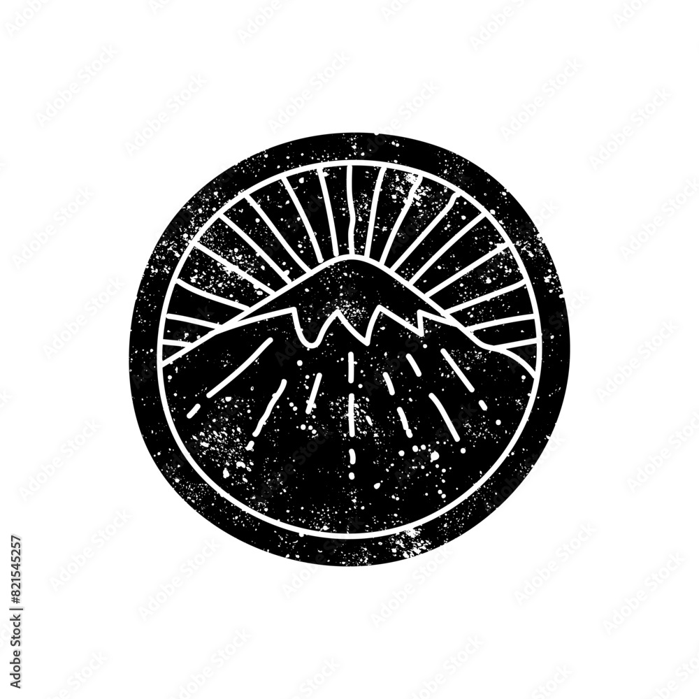 black hand drawn icon in grunge look mountain icon
