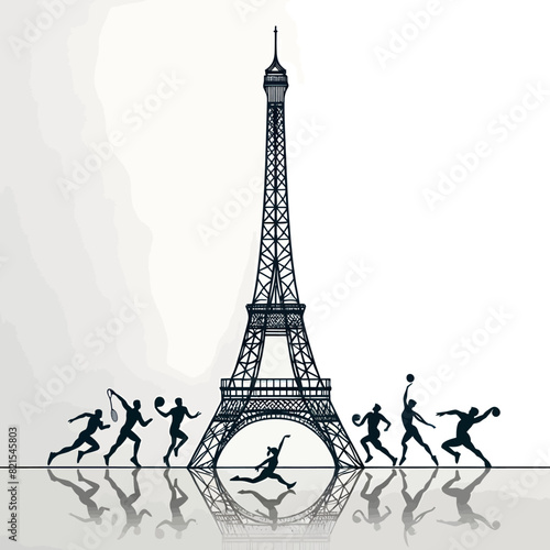 Eiffel Tower and athlete