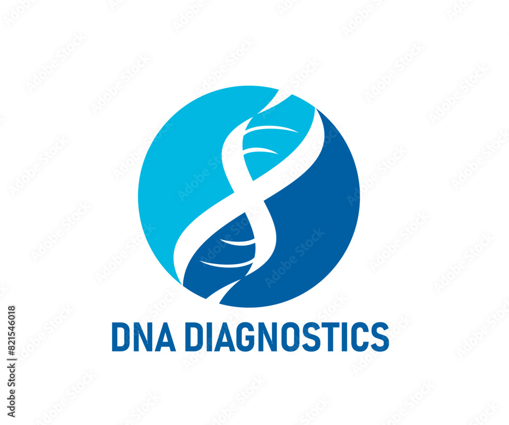 DNA helix icon for science research, genome technology and gene evolution, vector emblem. DNA diagnostics, medical genetics and science icon of gene chromosome helix for medicine and genetic biology