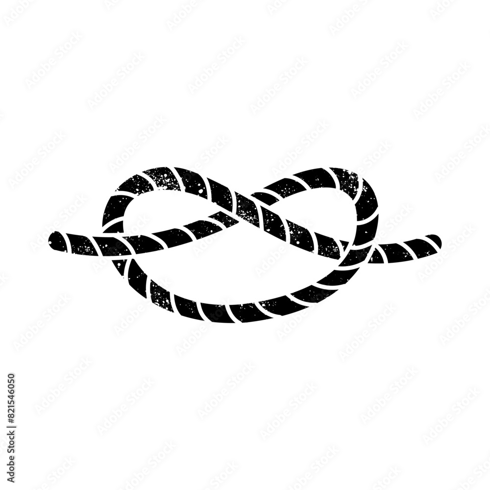 Rope knot black hand drawn icon in grunge look Rope knot black hand drawn icon in grunge look