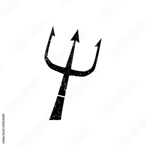 Poseidon trident black hand drawn icon in grunge look
