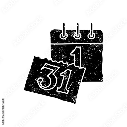 New year calendar black hand drawn icon in grunge look