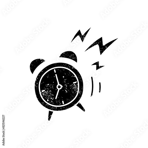 Alarm clock black hand drawn icon in grunge look