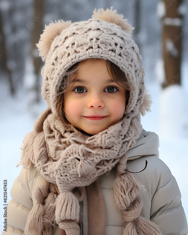 A cute little muslim girl with hijab winter A cute little muslim girl with hijab winter