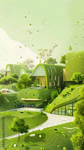 Sustainable Design A Green Community Center Showcasing EcoFriendly Features in D photo