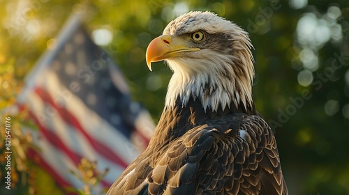 Bald Eagle with USA Flag