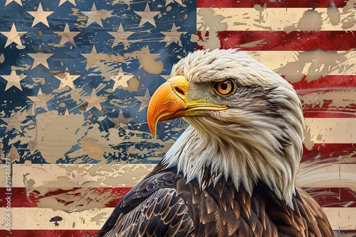 Bald Eagle with USA Flag