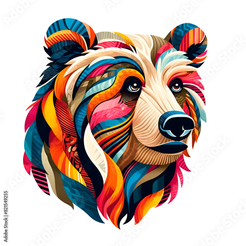 Wallpaper Mural Vibrant Collage Style Bear Portrait Isolated on Transparent Background Torontodigital.ca