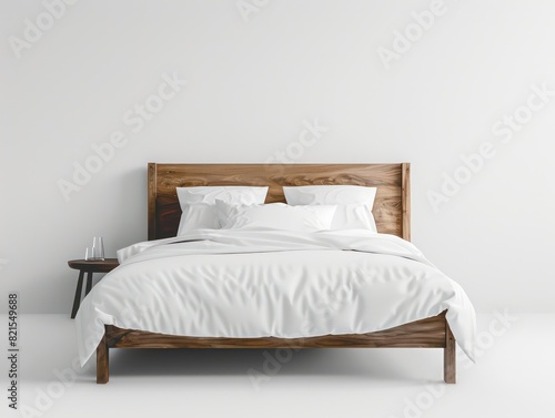 queen bed head frame front view isolated white background