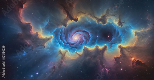 Cosmic Interlude: Spiral Galaxy Amidst Azure Symphony 