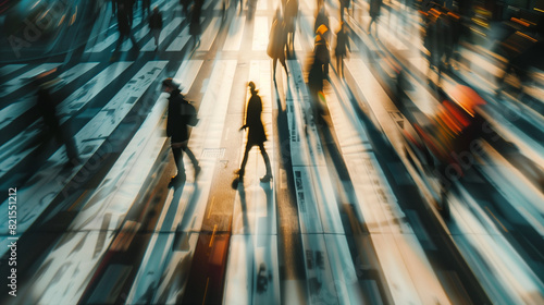 Office workers passing the zebra crossing