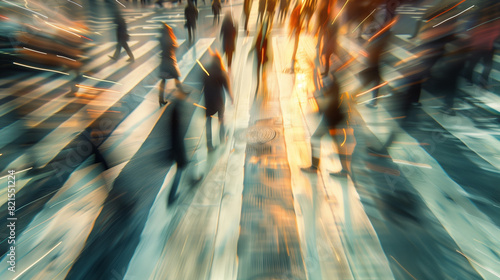 Office workers passing the zebra crossing