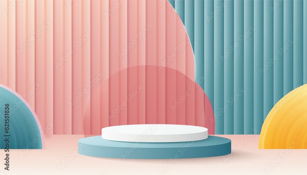 Stand podium wall scene pastel color background, geometric shape for product display presentation. Minimal scene for mockup products, stage showcase, promotion display. Stand podium wall scene pastel color background, geometric shape for product display presentation. Minimal scene for mockup products, stage showcase, promotion display.
