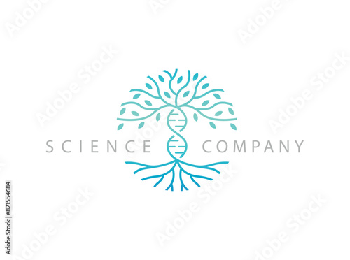 Tree DNA logo design vector template