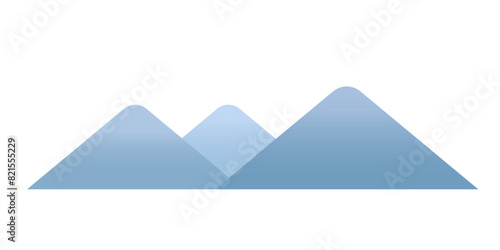 シンプルな雪山の山脈風景イラスト　白い背景に分離されたフラットなベクター素材