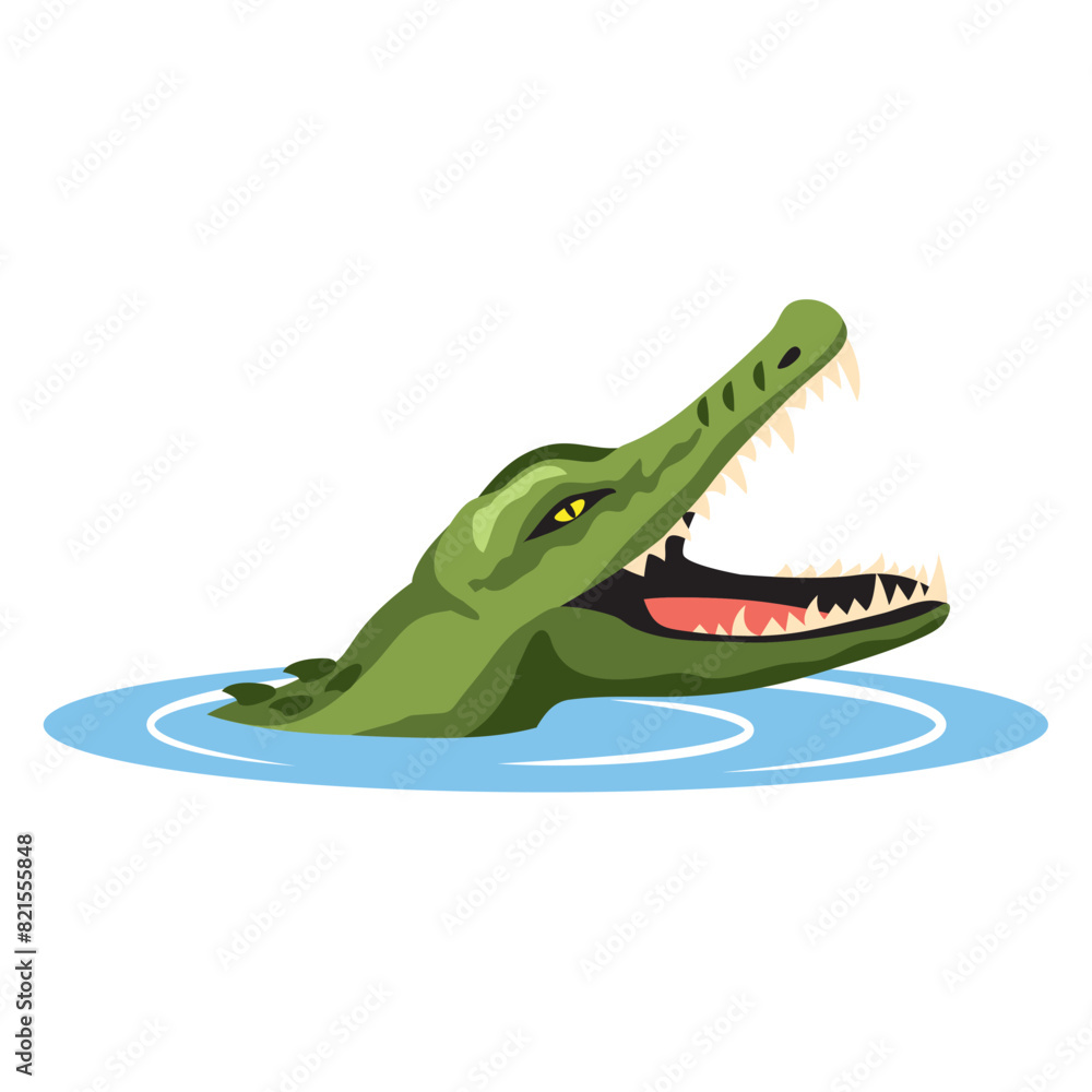 Naklejka premium crocodile swimming in the river