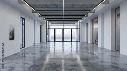 wallpaper of a office with white walls and grey with a interior  of an empty space