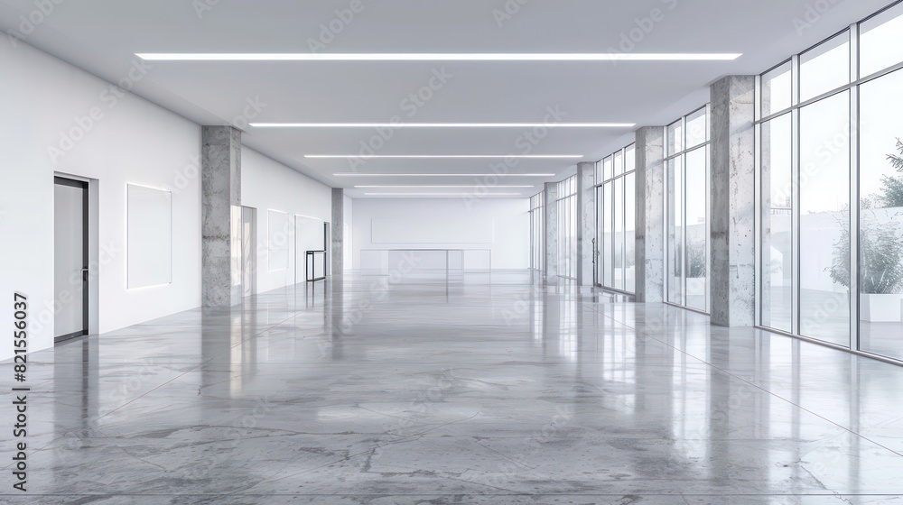 wallpaper of a office with white walls and grey with a interior  of an empty space