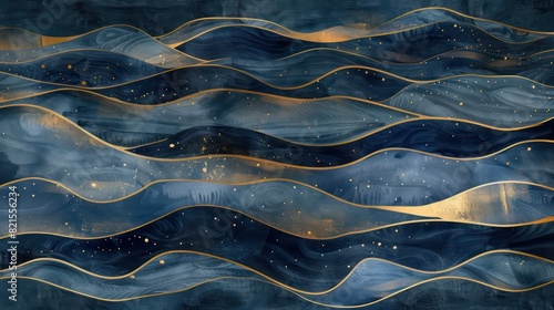 wallpaper on a navy blue and gold gradient ocean with waves