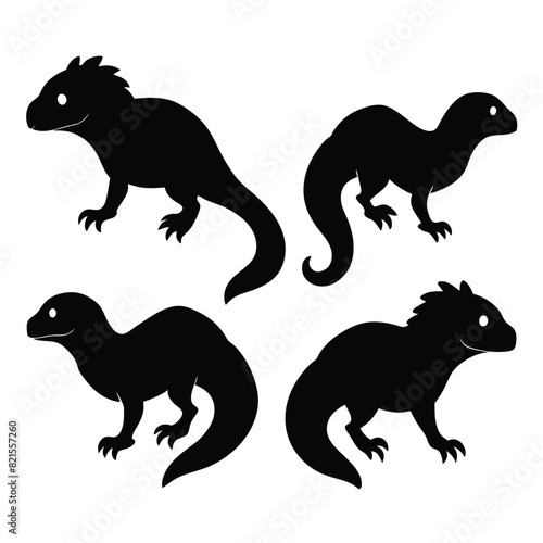 Set of Black Agkistrodon Contortrix Silhouette Vector on a white background photo