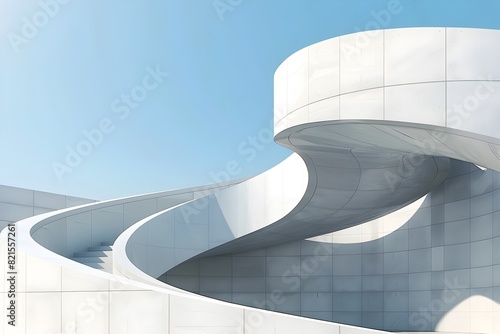 Minimalist Architectural Facades Detailed Against Clear Blue Sky