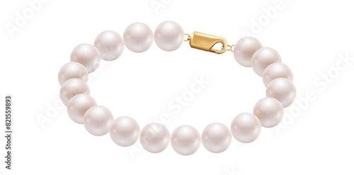 Attractive Pearl Bracelet On White Background, Hand Strung Pearl Vector Illustration.	