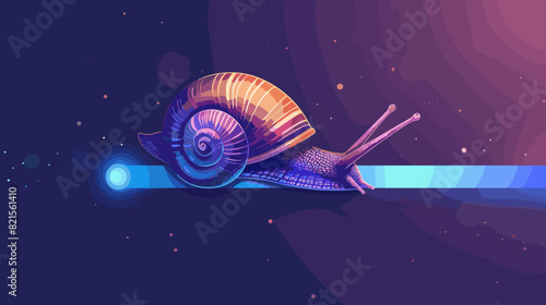  Snail Crawling on Progress Loading Bar Representing Slow Internet Connection